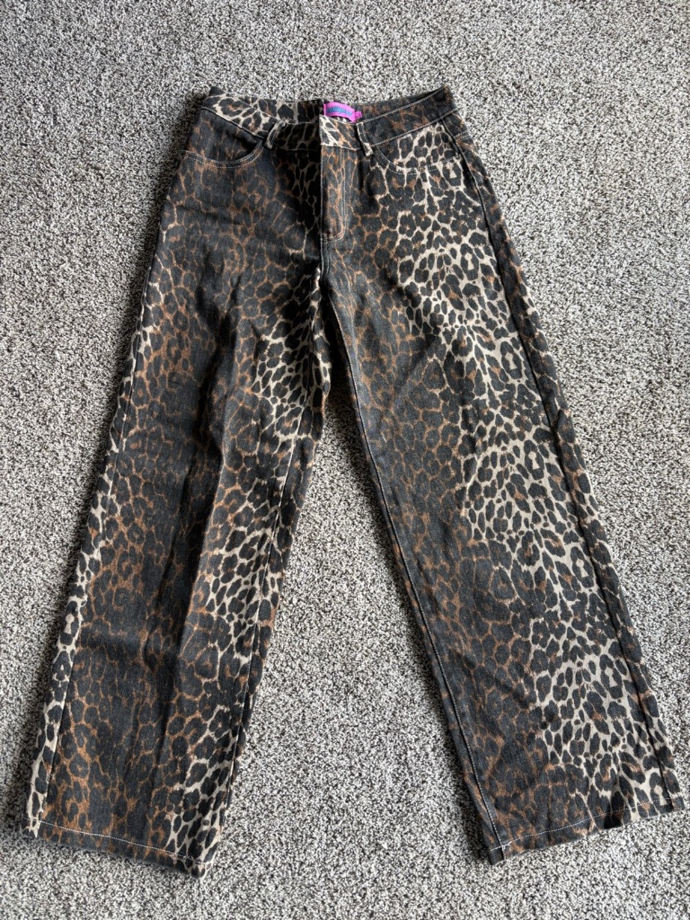 Edikted Leopard Print Wide-Leg Women's Jeans - Animal Print Brown